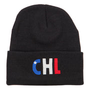 Chile CHL Flag Embroidered Long Beanie