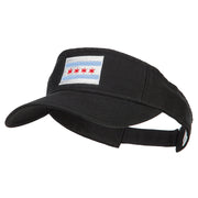 Chicago City Flag Embroidered Pro Style Cotton Washed Visor