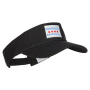 Chicago City Flag Embroidered Pro Style Cotton Washed Visor