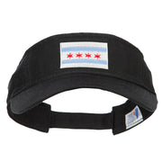 Chicago City Flag Embroidered Pro Style Cotton Washed Visor