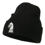 Chess Knight Embroidered Long Beanie