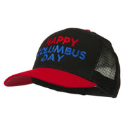 Happy Columbus Day Embroidered Mesh Cap