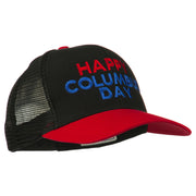 Happy Columbus Day Embroidered Mesh Cap