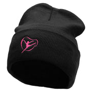 Gymnastic With Ribbon Embroidered 12 inch Acrylic Cuffed Long Beanie - Black OSFM