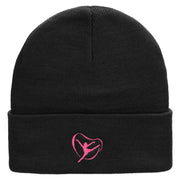 Gymnastic With Ribbon Embroidered 12 inch Acrylic Cuffed Long Beanie - Black OSFM