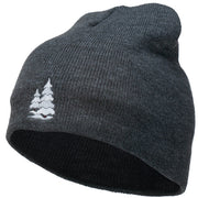 Christmas Snow Trees Embroidered Short Beanie