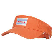 Chicago City Flag Embroidered Pro Style Cotton Washed Visor