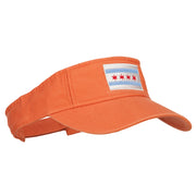 Chicago City Flag Embroidered Pro Style Cotton Washed Visor