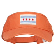 Chicago City Flag Embroidered Pro Style Cotton Washed Visor