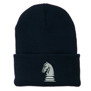 Chess Knight Embroidered Long Beanie