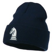 Chess Knight Embroidered Long Beanie