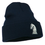 Chess Knight Embroidered Long Beanie