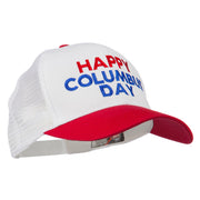 Happy Columbus Day Embroidered Mesh Cap