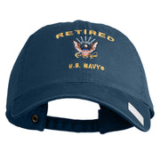 Retired US Navy Embroidered Washed Cotton Twill Brass Buckle Cap - Navy OSFM