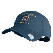 Retired US Navy Embroidered Washed Cotton Twill Brass Buckle Cap - Navy OSFM