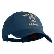 Retired US Navy Embroidered Washed Cotton Twill Brass Buckle Cap - Navy OSFM