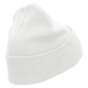 Gymnastic With Ribbon Embroidered 12 inch Acrylic Cuffed Long Beanie - White OSFM