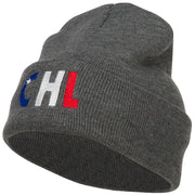 Chile CHL Flag Embroidered Long Beanie