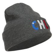 Chile CHL Flag Embroidered Long Beanie