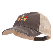 Fall Gnomes Embroidered Low Profile Special Cotton Mesh Cap - Brown-Khaki OSFM