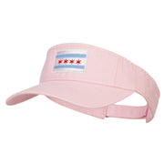 Chicago City Flag Embroidered Pro Style Cotton Washed Visor