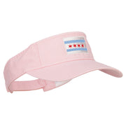 Chicago City Flag Embroidered Pro Style Cotton Washed Visor