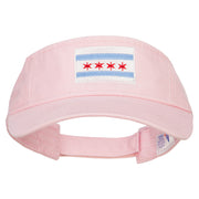 Chicago City Flag Embroidered Pro Style Cotton Washed Visor