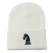 Chess Knight Embroidered Long Beanie