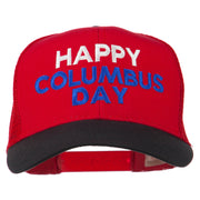 Happy Columbus Day Embroidered Mesh Cap