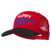 Happy Columbus Day Embroidered Mesh Cap