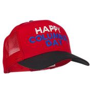 Happy Columbus Day Embroidered Mesh Cap