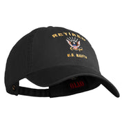 Retired US Navy Embroidered Washed Cotton Twill Brass Buckle Cap - Black OSFM