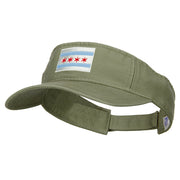 Chicago City Flag Embroidered Pro Style Cotton Washed Visor