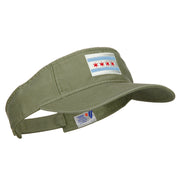 Chicago City Flag Embroidered Pro Style Cotton Washed Visor