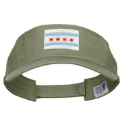 Chicago City Flag Embroidered Pro Style Cotton Washed Visor