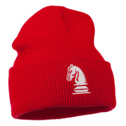 Chess Knight Embroidered Long Beanie