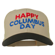 Happy Columbus Day Embroidered Mesh Cap