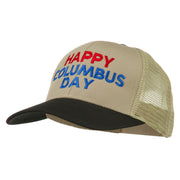 Happy Columbus Day Embroidered Mesh Cap