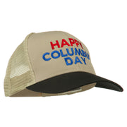 Happy Columbus Day Embroidered Mesh Cap