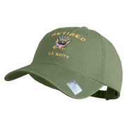 Retired US Navy Embroidered Washed Cotton Twill Brass Buckle Cap - Olive OSFM