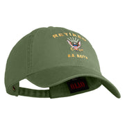 Retired US Navy Embroidered Washed Cotton Twill Brass Buckle Cap - Olive OSFM