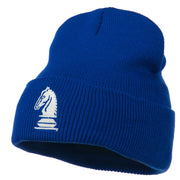 Chess Knight Embroidered Long Beanie