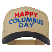 Happy Columbus Day Embroidered Mesh Cap