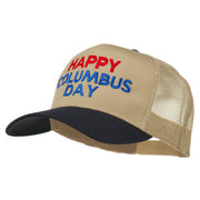 Happy Columbus Day Embroidered Mesh Cap