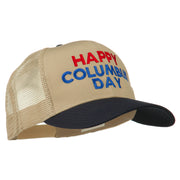 Happy Columbus Day Embroidered Mesh Cap