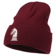 Chess Knight Embroidered Long Beanie