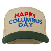 Happy Columbus Day Embroidered Mesh Cap