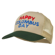 Happy Columbus Day Embroidered Mesh Cap