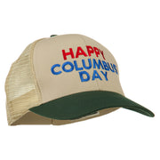 Happy Columbus Day Embroidered Mesh Cap