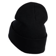 Small USA Vertical Iron on Patched 12 Inch Long Knitted Beanie - Black OSFM